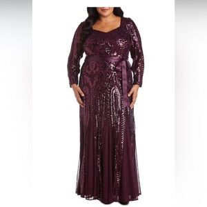 Elegant Purple Sequin Gown 20w Plus size